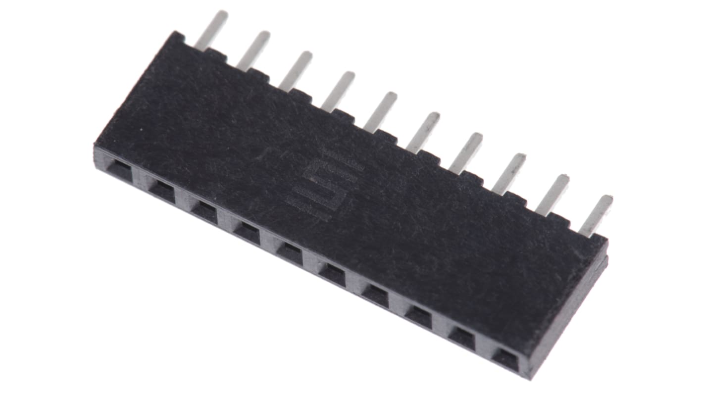 Conector hembra para PCB Samtec serie SQT, de 10 vías en 1 fila, paso 2mm, 450 V, 5.5A, Montaje en orificio pasante,