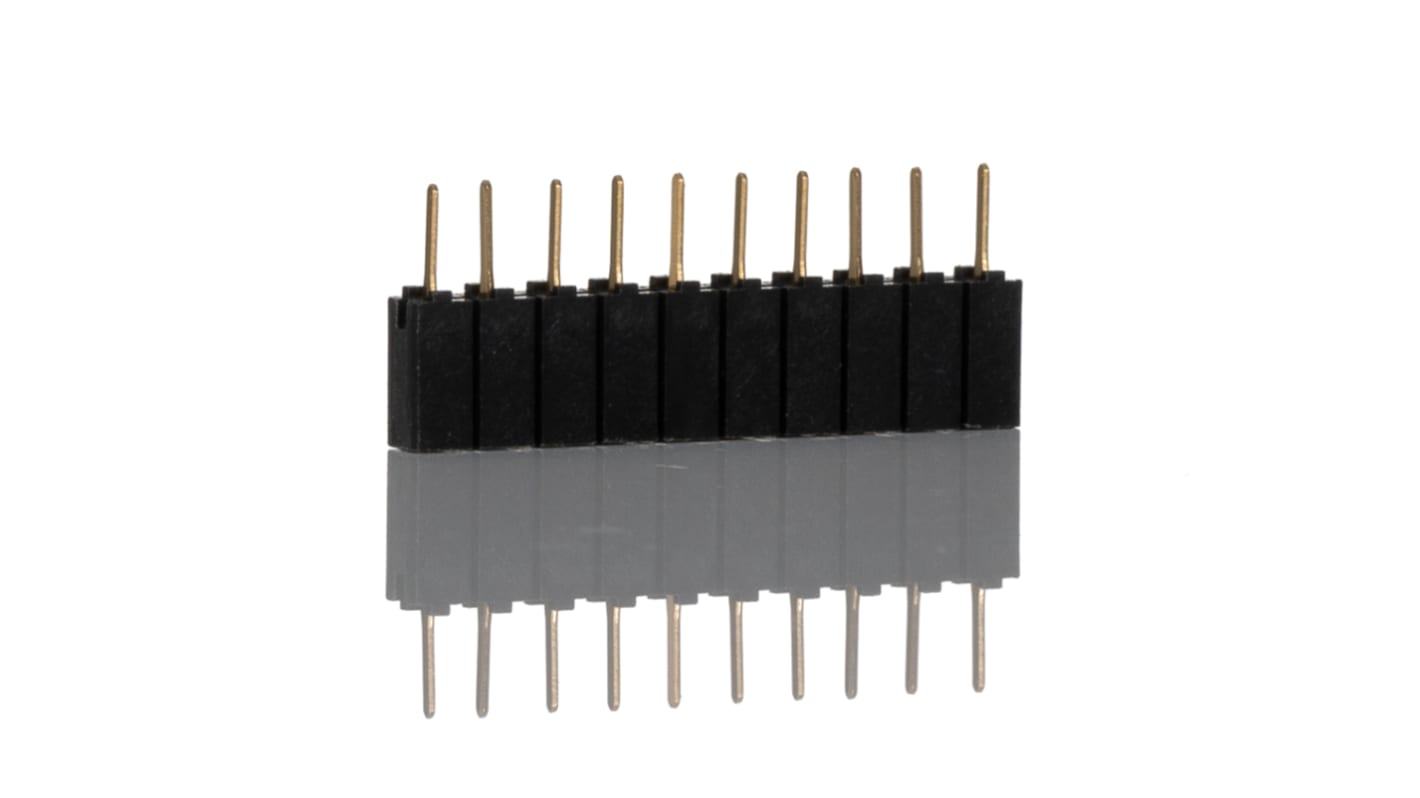 Samtec SSA Series Straight Through Hole Mount PCB Socket, 10-Contact, 1-Row, 2.54mm Pitch, Solder Termination