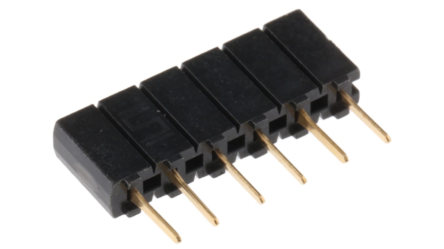 Conector hembra para PCB Samtec serie SSA, de 6 vías en 1 fila, paso 2.54mm, 1 kV, 12A, Montaje en orificio pasante,