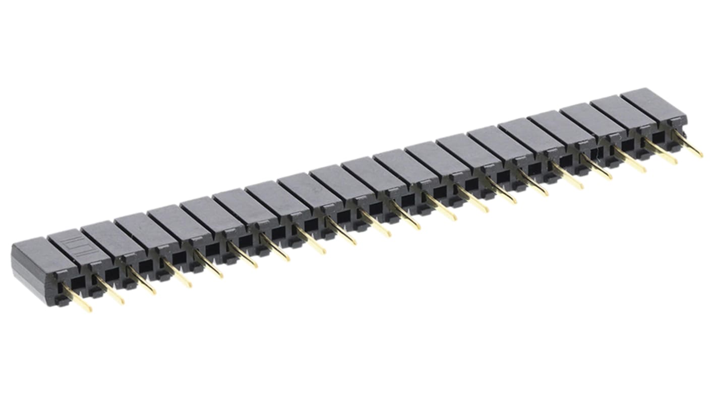 Samtec SSA Series Straight Through Hole Mount PCB Socket, 20-Contact, 1-Row, 2.54mm Pitch, Solder Termination