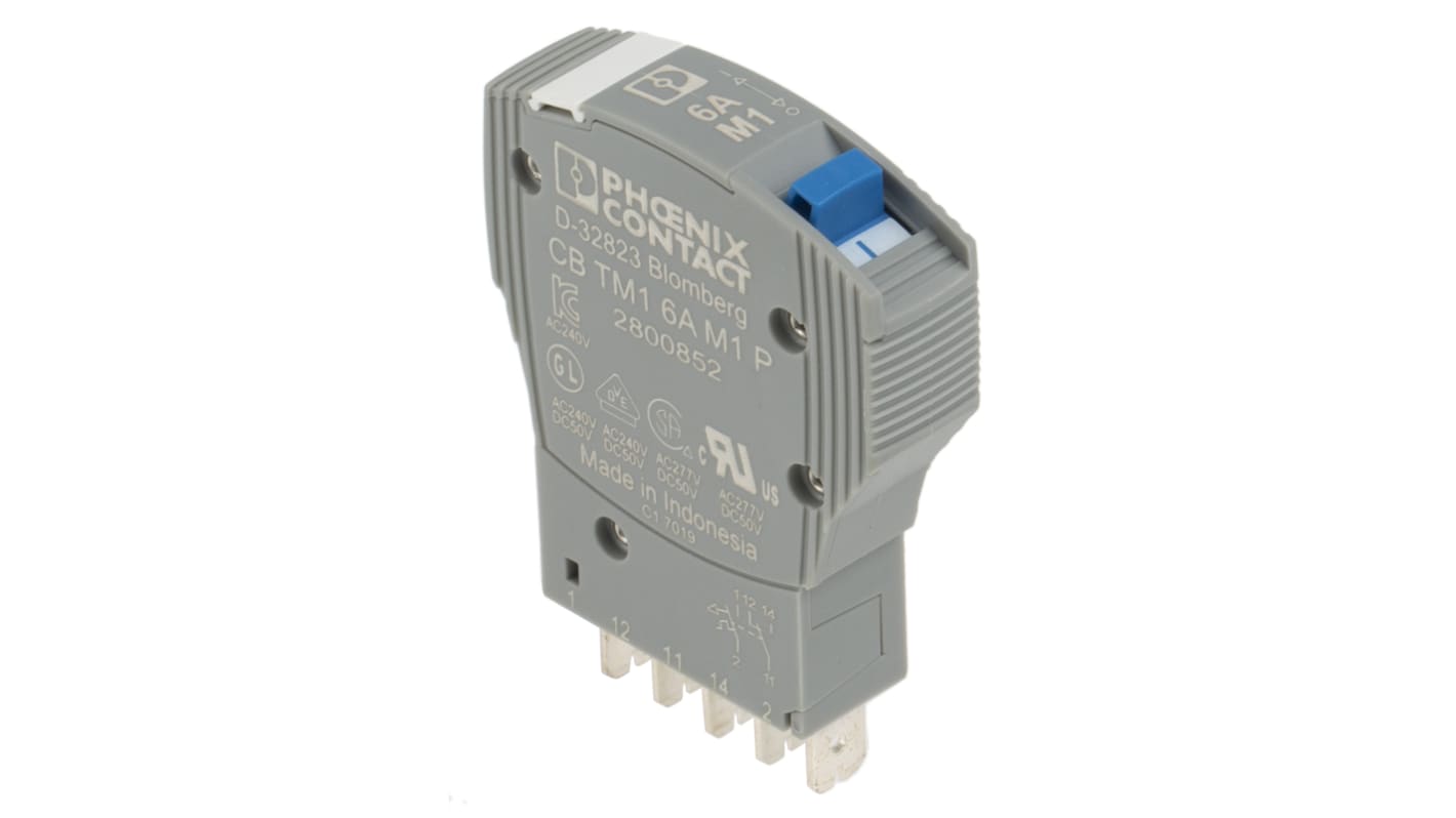 Phoenix Contact TRABTECH Thermal Circuit Breaker - CB TM1 6A M1 P Single Pole, 6A Current Rating