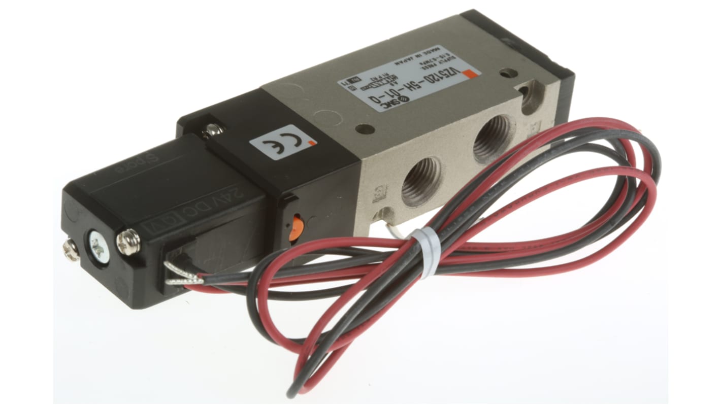 Electrodistributeur pneumatique SMC serie VZ5000 fonction 5/2, Ressort/Bobine, Rc 1/8, 24V c.c.