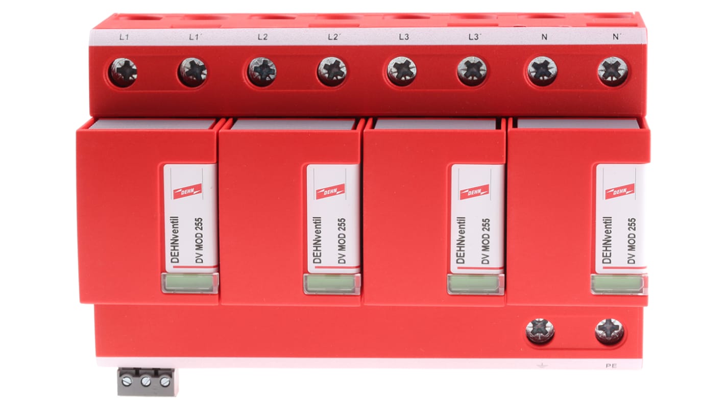 Dehn, DV Modular Surge Protector 255 V ac Maximum Voltage Rating 100kA Maximum Surge Current Lightning Arrester