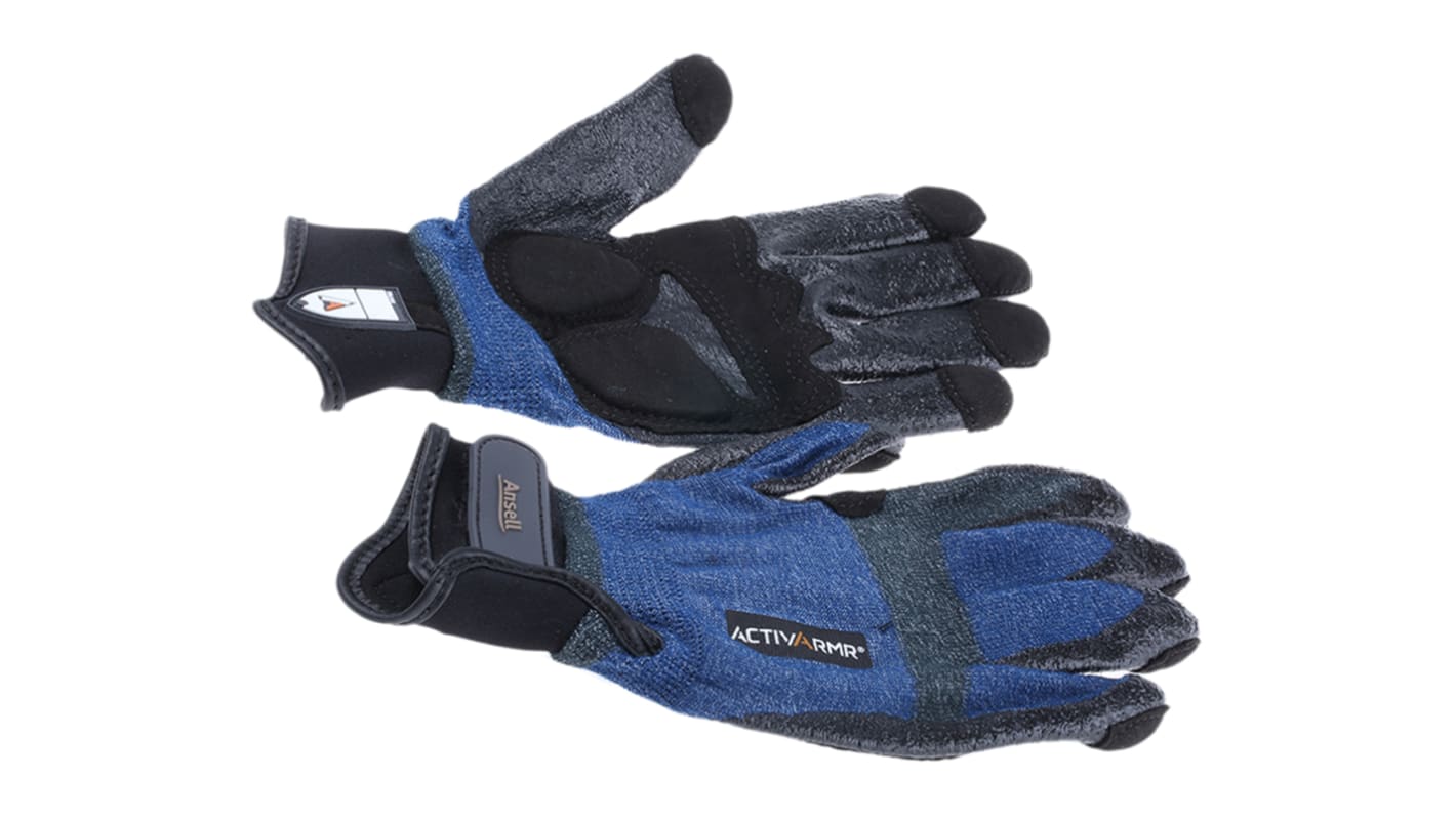 Ansell ActivArmr Black Kevlar Cut Resistant Gloves, Size 10, Large, Nitrile Coating