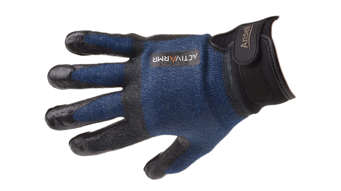 Ansell ActivArmr Black Kevlar Cut Resistant Plumbers Gloves, Size 9, Large, Nitrile Coating