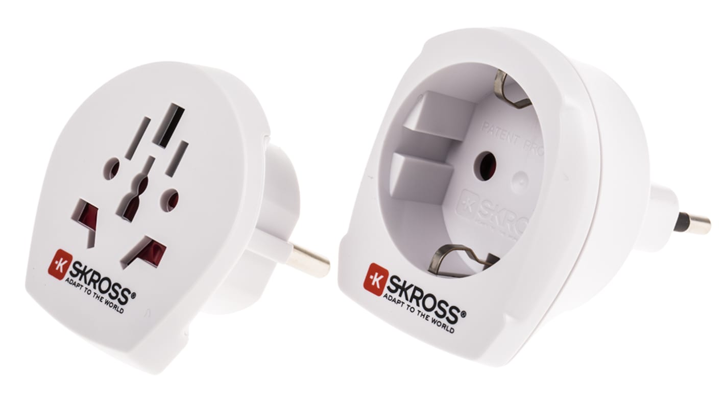 Adaptador universal RS PRO, 16A, de Australia, China, Europa, Suiza, Reino Unido, EE. UU., a Europa, Italia