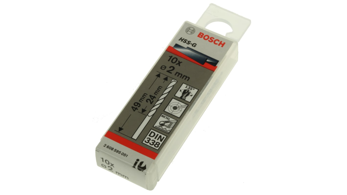 Foret HSS-G Bosch Foret torsadé 2mm x 49 mm, 10