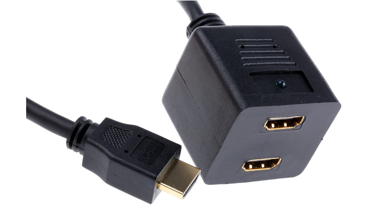 RS PRO Male HDMI to Female HDMI x 2  Cable, 30cm