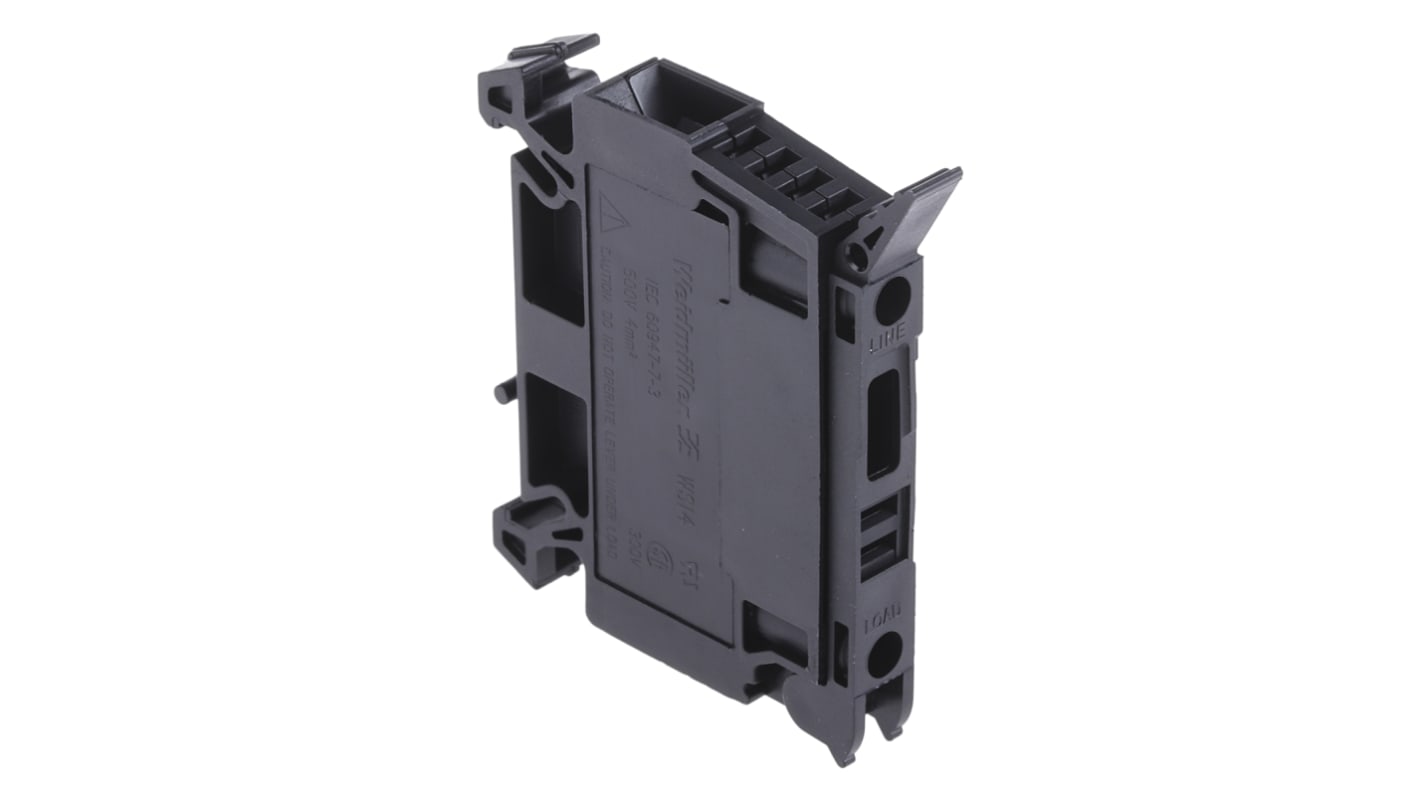 Weidmuller W Series Black Fused DIN Rail Terminal, Single-Level, Screw Termination