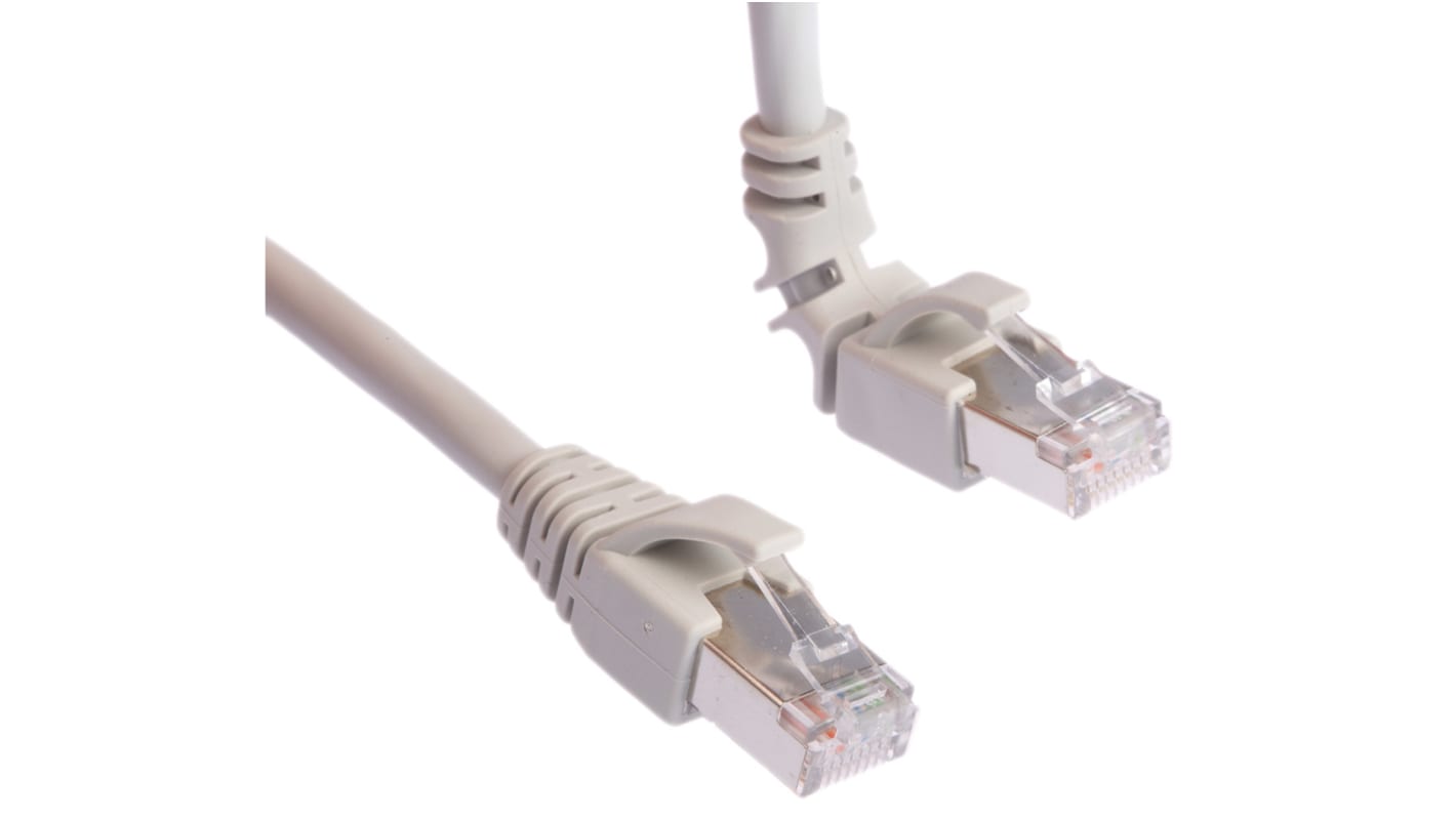 Weidmuller Cat6 Right Angle Male RJ45 to Straight Male RJ45 Ethernet Cable, S/FTP, Grey LSZH Sheath, 2m, Low Smoke Zero