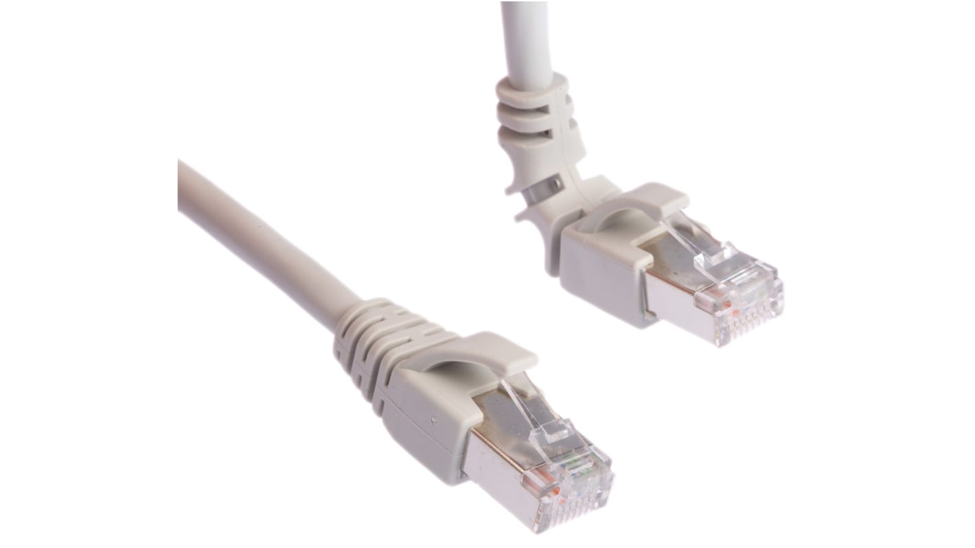 Weidmüller Cat6 Right Angle Male RJ45 to Straight Male RJ45 Ethernet Cable, S/FTP, Grey LSZH Sheath, 2m, Low Smoke Zero