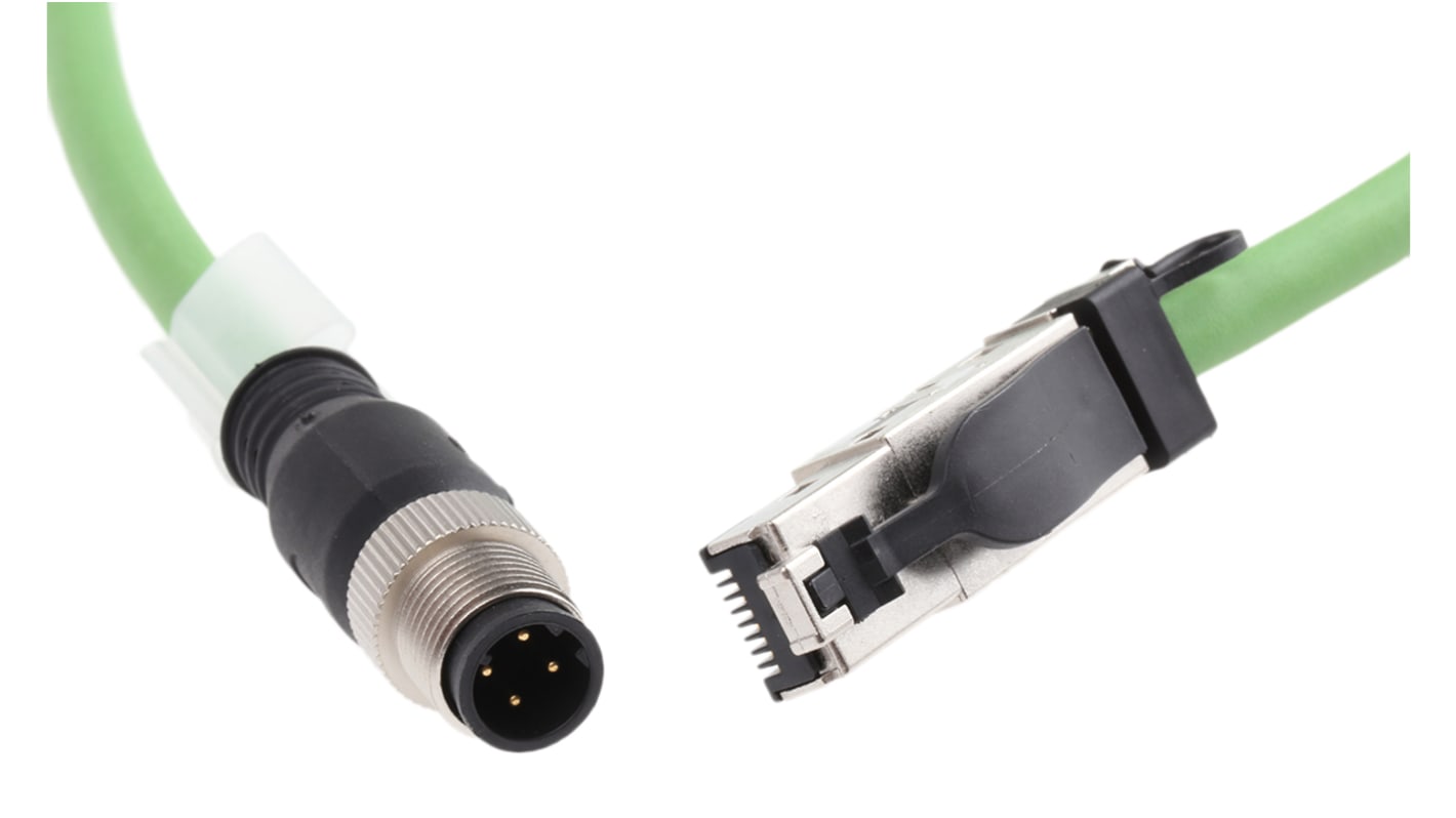 Weidmüller Ethernet kábel, Cat5, M12 - RJ45, 1.5m, Zöld