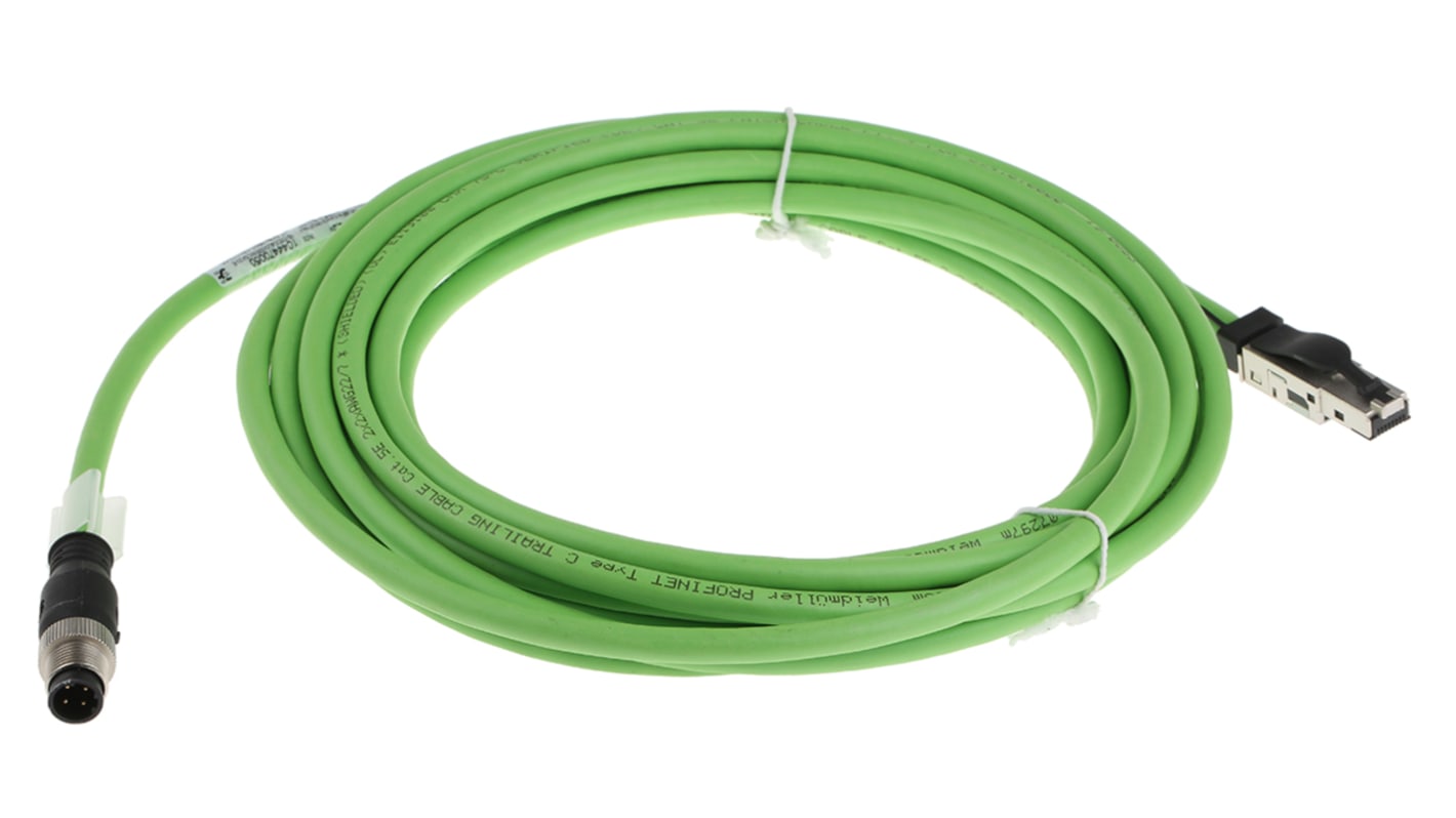 1044470050 Weidmuller Cat5 Straight Male M12 to Straight Male RJ45