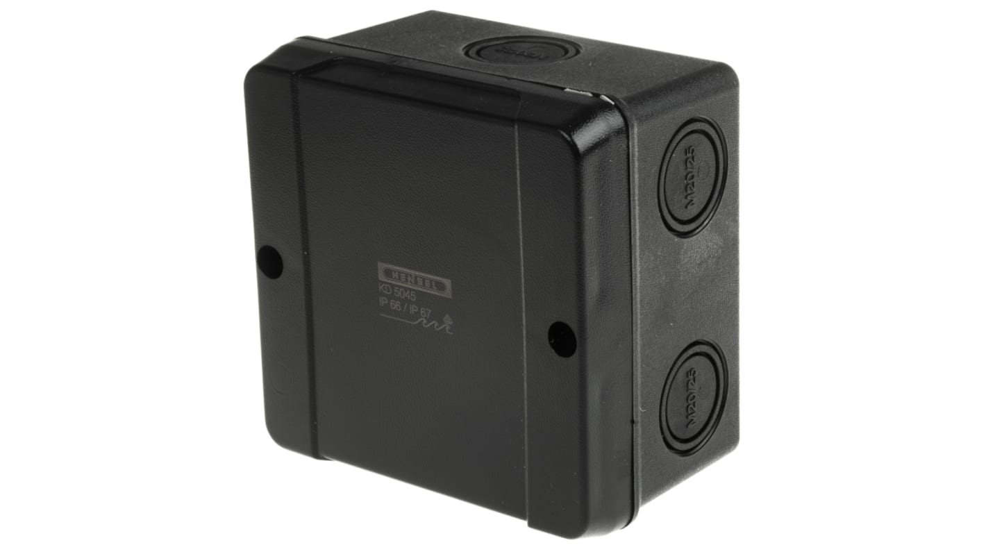 HENSEL DK Series Black Thermoplastic Junction Box, 5 Terminals, 98 x 98 x 61mm