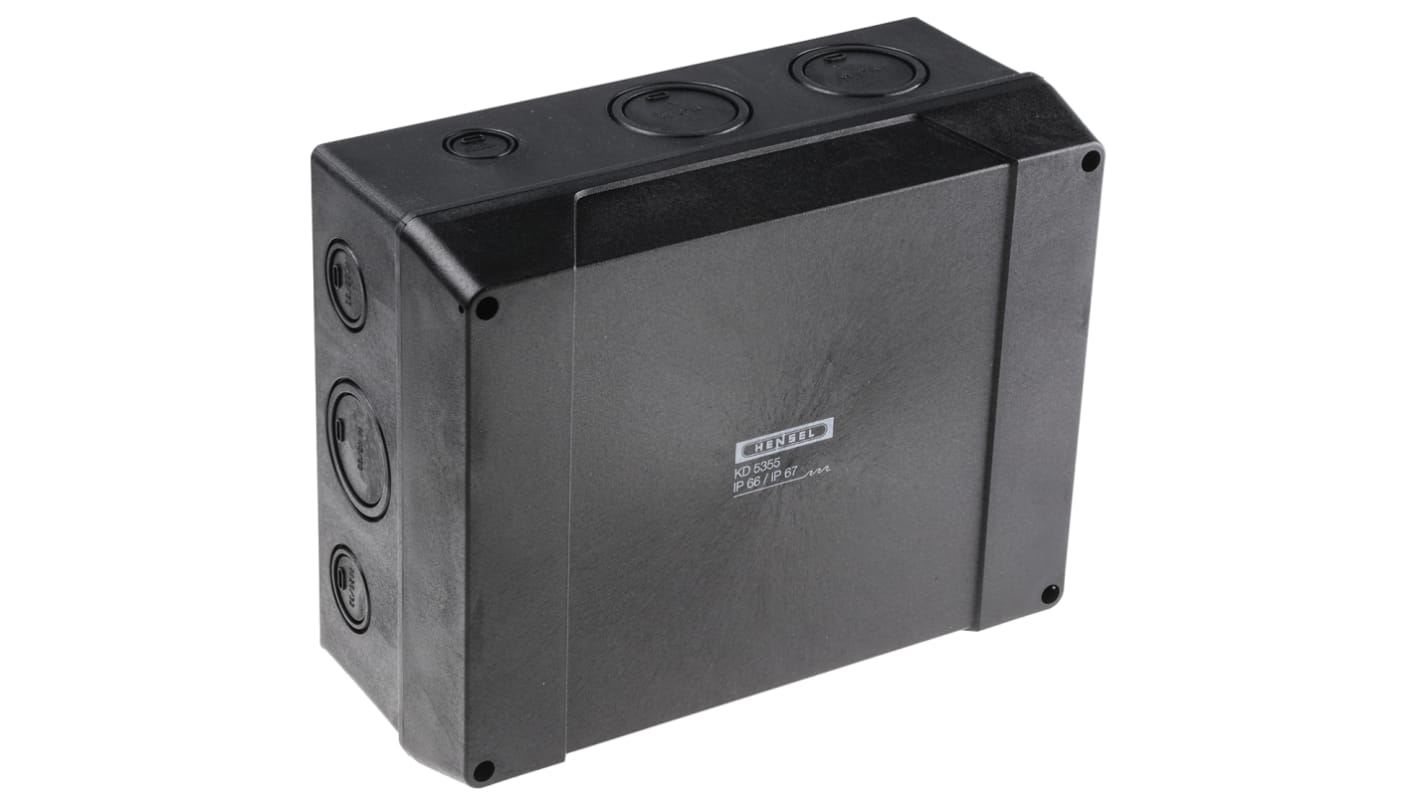 HENSEL DK Series Black Thermoplastic Junction Box, 5 Terminals, 260 x 210 x 117mm