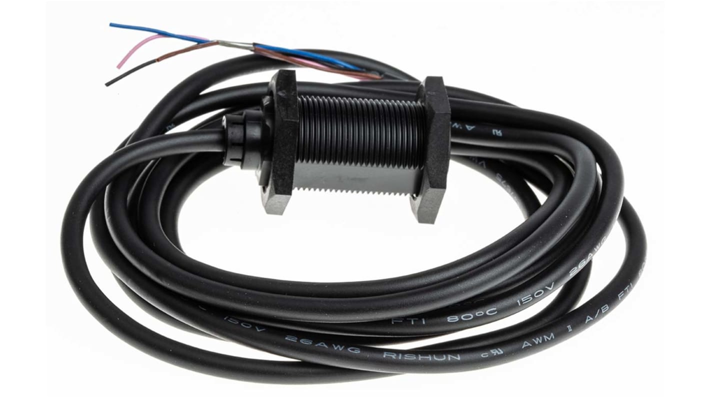 Omron E3F zylindrisch Optischer Sensor, Diffus, Bereich 100 mm, PNP Ausgang, Anschlusskabel