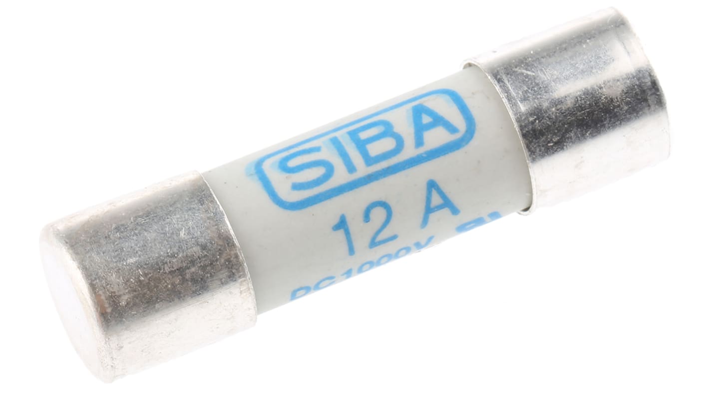 SIBA 12A Ceramic Cartridge Fuse, 10 x 38mm