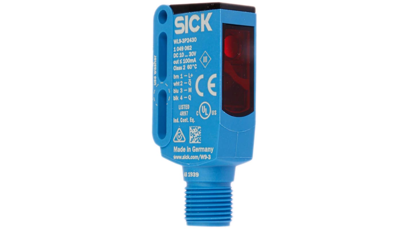 Sick W9-3 Kubisch Optischer Sensor, Reflektierend, Bereich 0 → 4 m, PNP Ausgang, 4-poliger M12-Steckverbinder