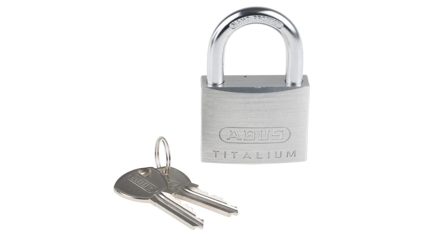 ABUS 64TI Key Weatherproof Titanium Weatherproof Padlock, 8mm Shackle, 50mm Body