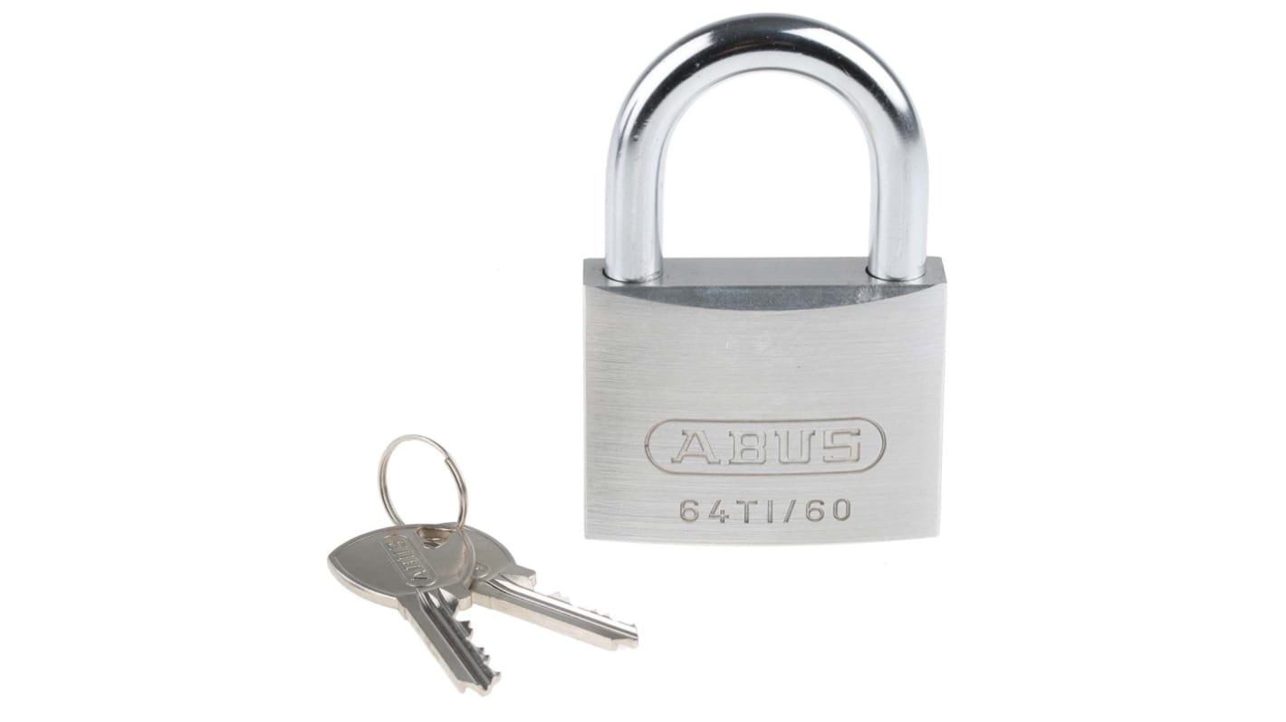 ABUS 64TI Key Weatherproof Titanium Weatherproof Padlock, 9.5mm Shackle, 60mm Body