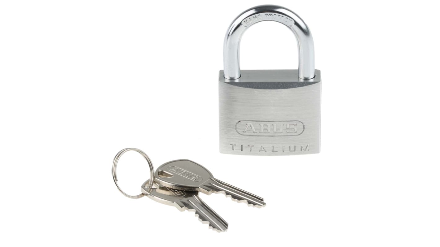 ABUS 64TI Key Weatherproof Titanium Weatherproof Padlock, Keyed Alike, 6.5mm Shackle, 40mm Body