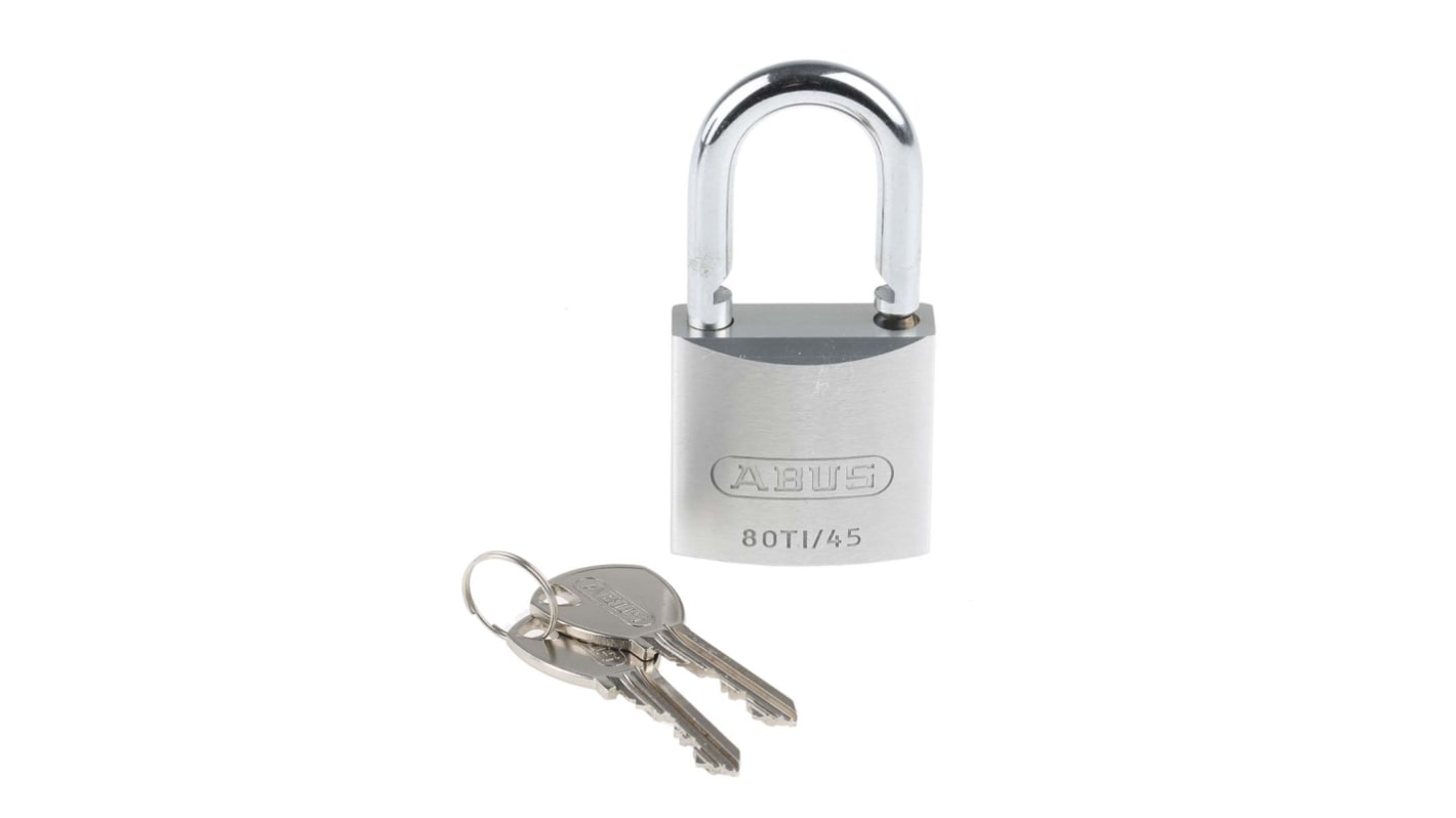 ABUS Key Weatherproof Titanium Weatherproof Padlock, 8mm Shackle, 45mm Body