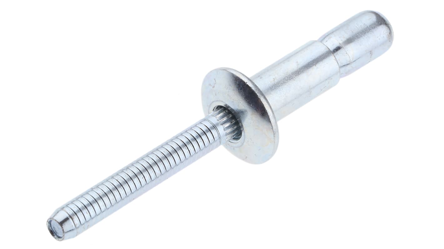 POP Blind Niet, Ø 6.4mm x 13.8mm, Silber, Stahl, 6.6 → 7mm aus Stahl, min. 2mm, max. 9.5mm