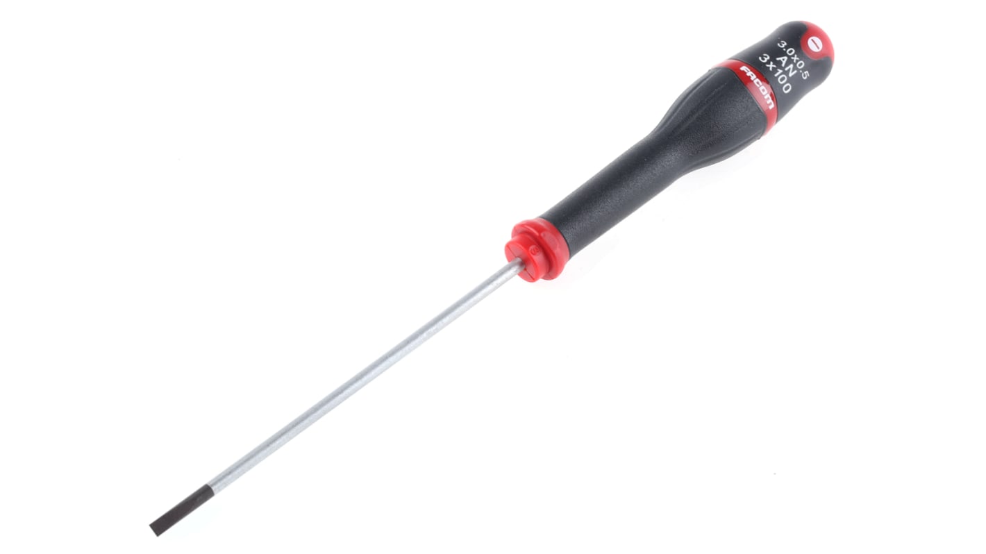 Facom Slotted Screwdriver, 0.5 mm Tip, 100 mm Blade, 203 mm Overall