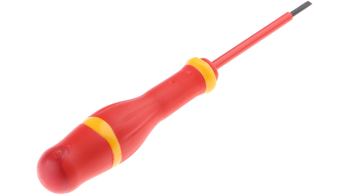 AT3X75VE Slotted Insulated Screwdriver, 0.5 mm Tip, 75 mm Blade