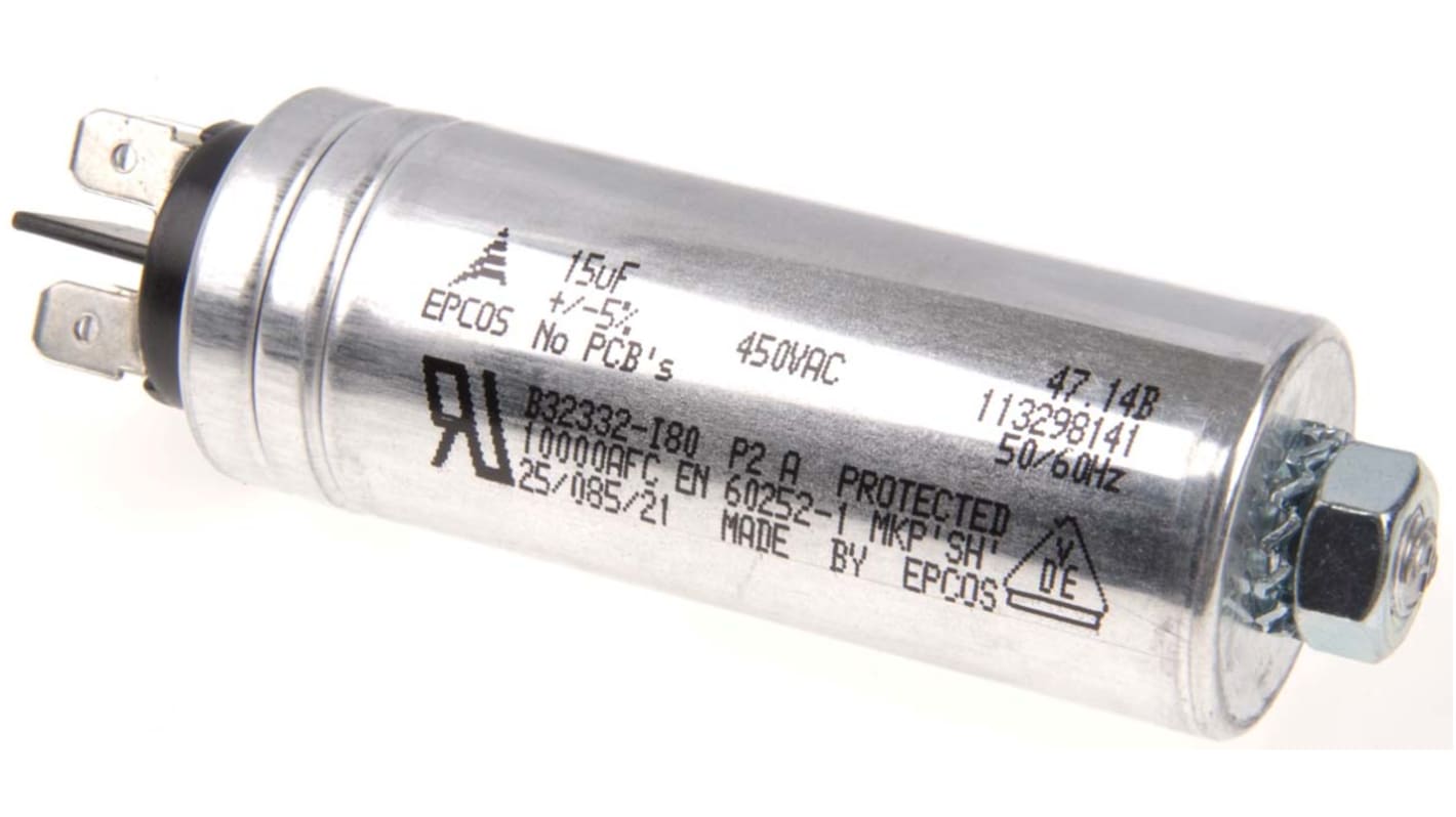 EPCOS B32332 Folienkondensator 15μF ±5% / 450V ac, Schraubmontage