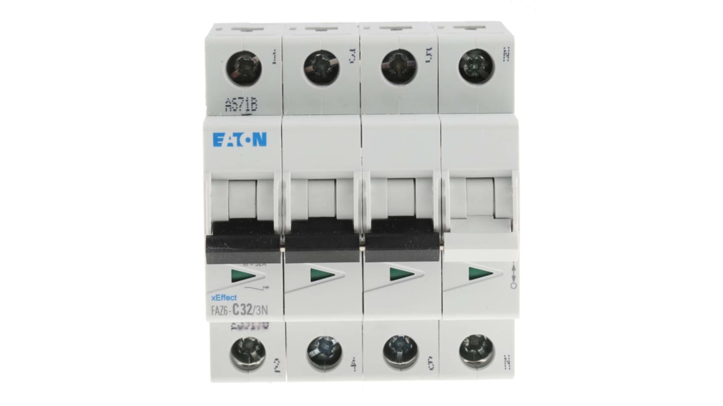 Eaton xEffect MCB, 4P, 32A Curve C, 230 → 400V AC, 6 kA Breaking Capacity