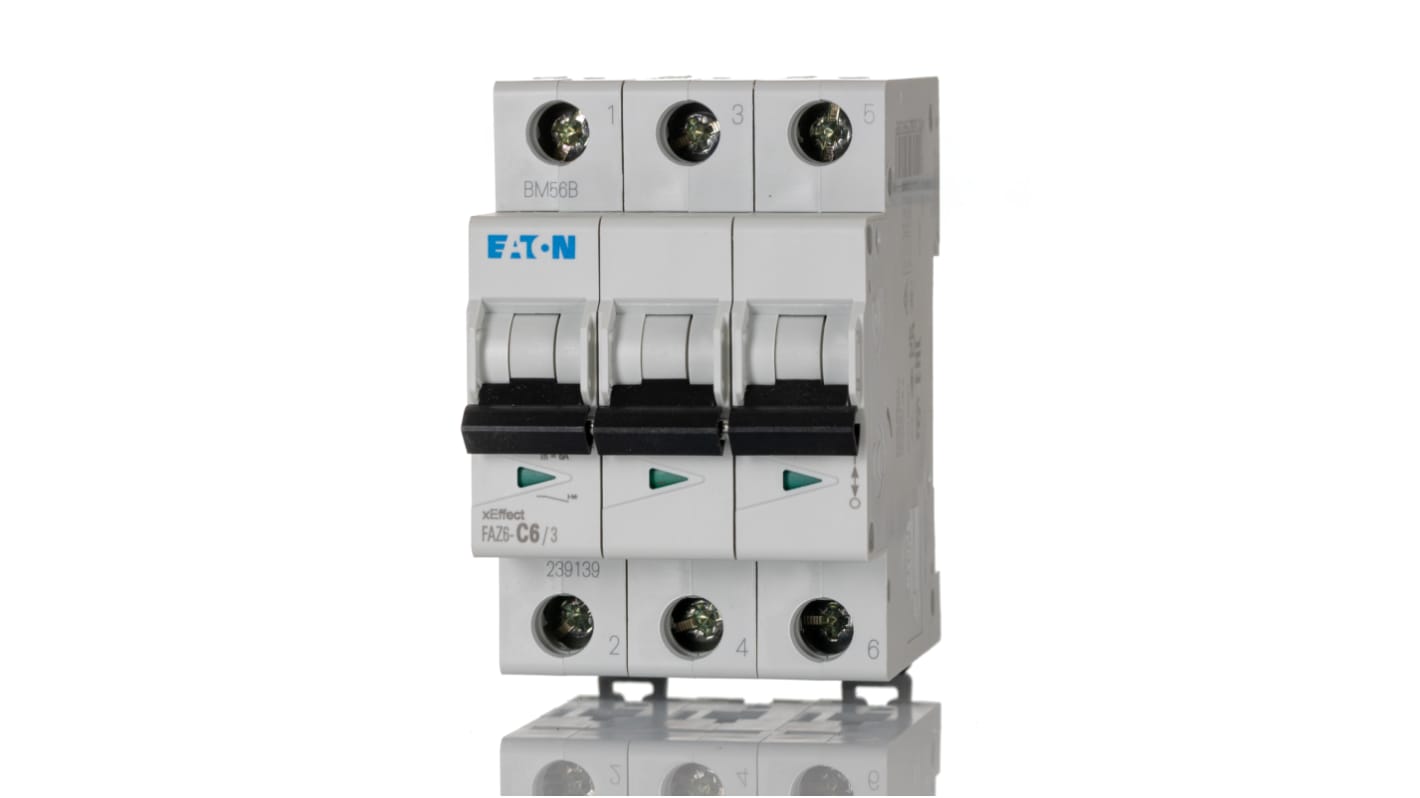 Interruttore magnetotermico Eaton 3P 6A 6 kA, Tipo C