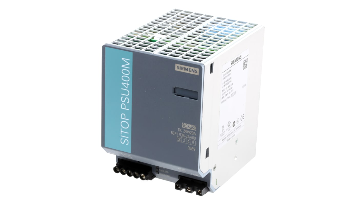 Siemens SITOP PSU400M Switch Mode DIN Rail Power Supply, 400V dc dc Input, 24V dc dc Output, 20A Output, 480W