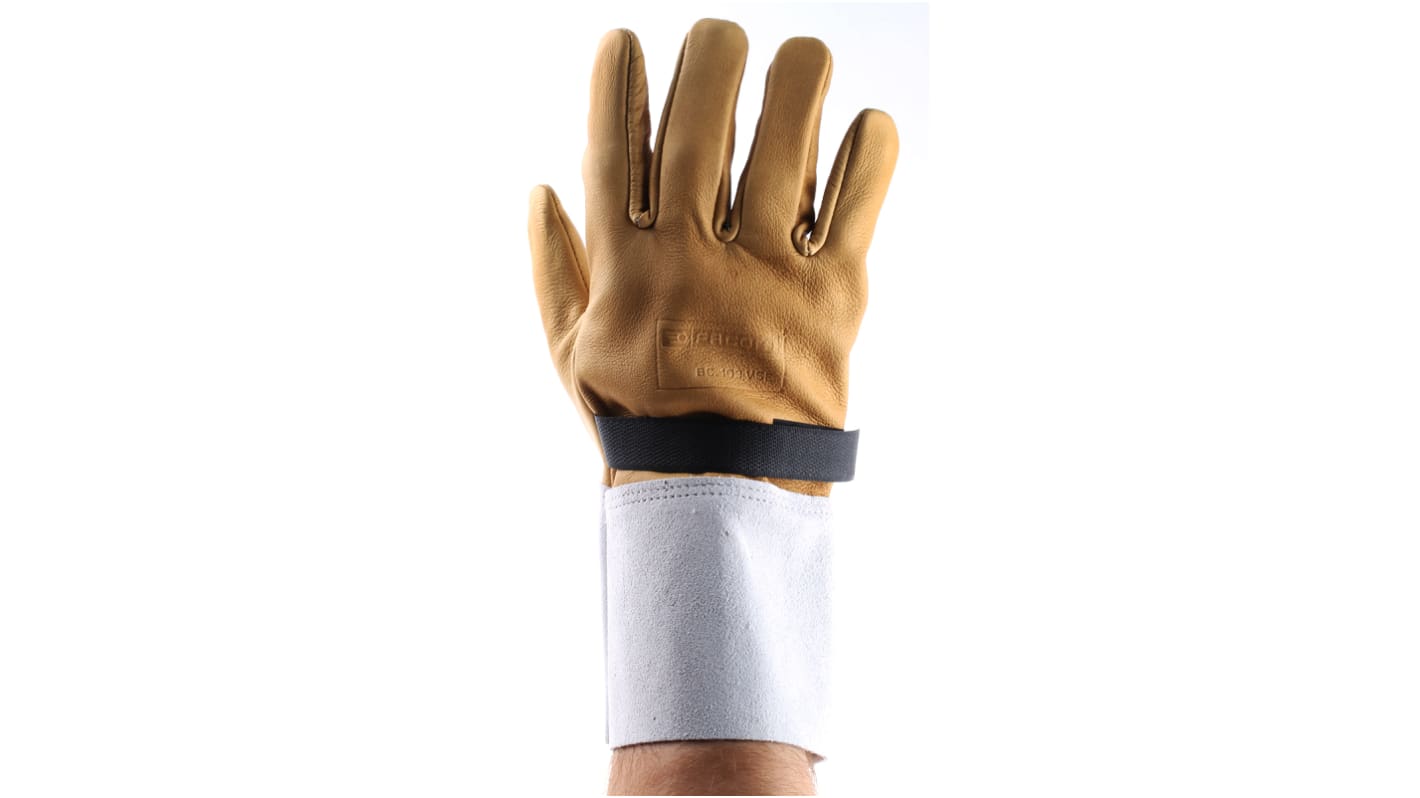 Facom Yellow Leather Electrical Electricians Gloves, Size 9