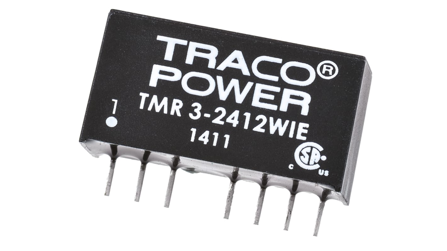 Convertisseur DC-DC TRACOPOWER, TMR 3WIE, Montage traversant, 3W, 1 sortie, 12V c.c., 250mA