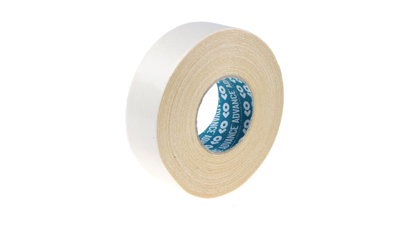 Advance Tapes AT302 White Double Sided Cloth Tape, 0.25mm Thick, 20 N