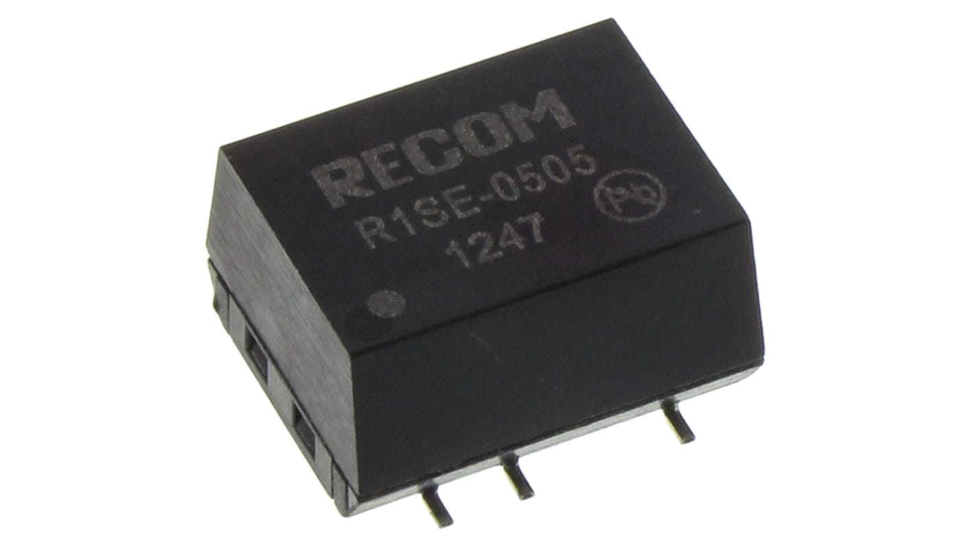 Recom R1SE Isolated DC-DC Converter, 5V dc/ 200mA Output, 4.5 → 5.5 V dc Input, 1W, Surface Mount, +85°C Max