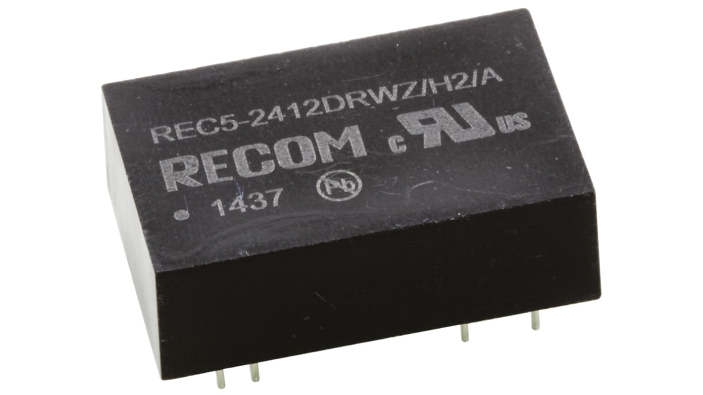 Recom DC-DCコンバータ Vout：±12V dc 9 → 36 V dc, 5W, REC5-2412DRWZ/H2/A