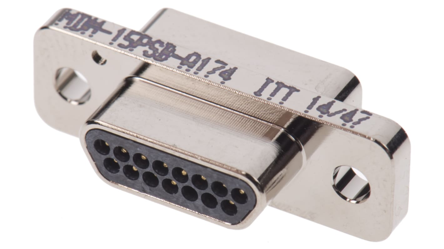 ITT Cannon DB15针DSub连接器公插, 直向, 面板安装, 焊接端接, MDM15PSBA174 RS
