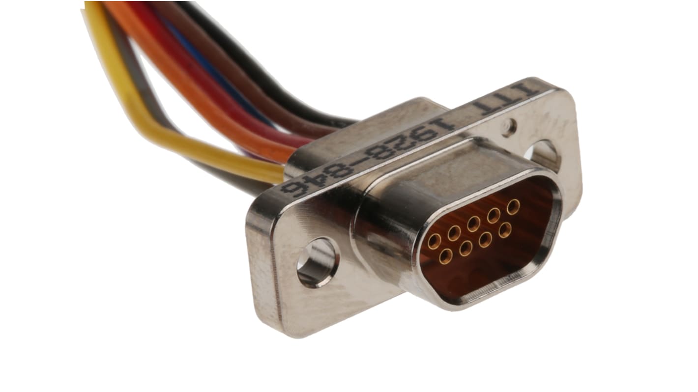 Conector D-sub ITT Cannon, Serie MDM, paso 1.27mm, Recto, Montaje de Cable, Hembra, Terminación Precableado, 3A