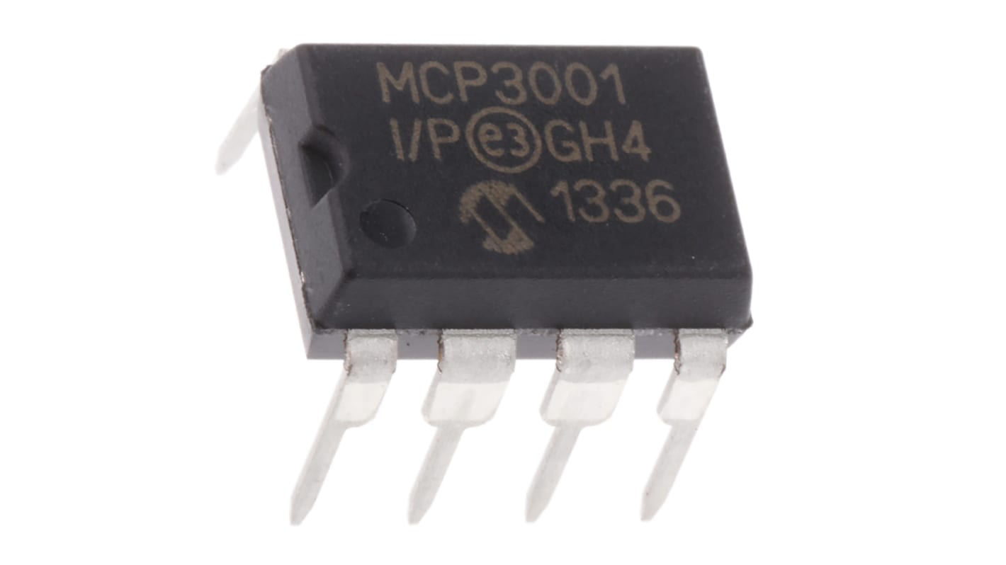 ADC MCP3001-I/P, 10 bit-, 200ksps, PDIP, 8 Pin