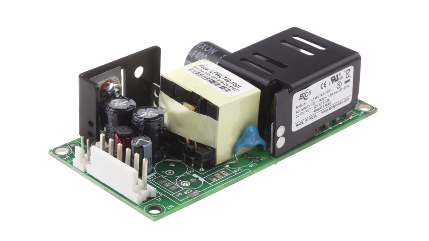 EOS Embedded Switch Mode Power Supply SMPS, LFWLT40-1001, 12V dc, 3.5A, 40W, 1 Output, 90 → 264V ac Input Voltage