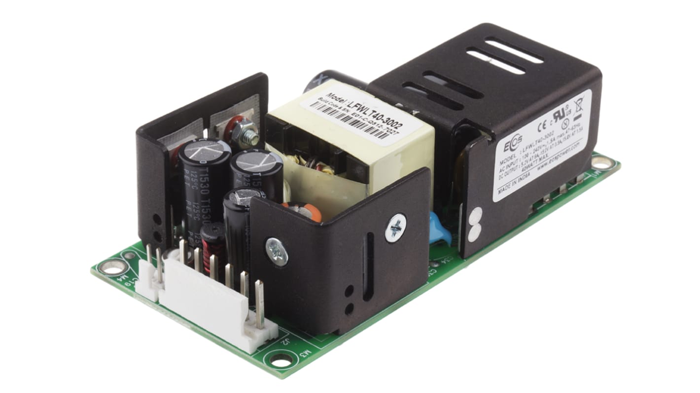 EOS Switching Power Supply, LFWLT40-3002, 5.2 V dc, 14.6 V dc, 1.5 A, 6 A, 500mA, 40W, Triple Output, 90 → 264V