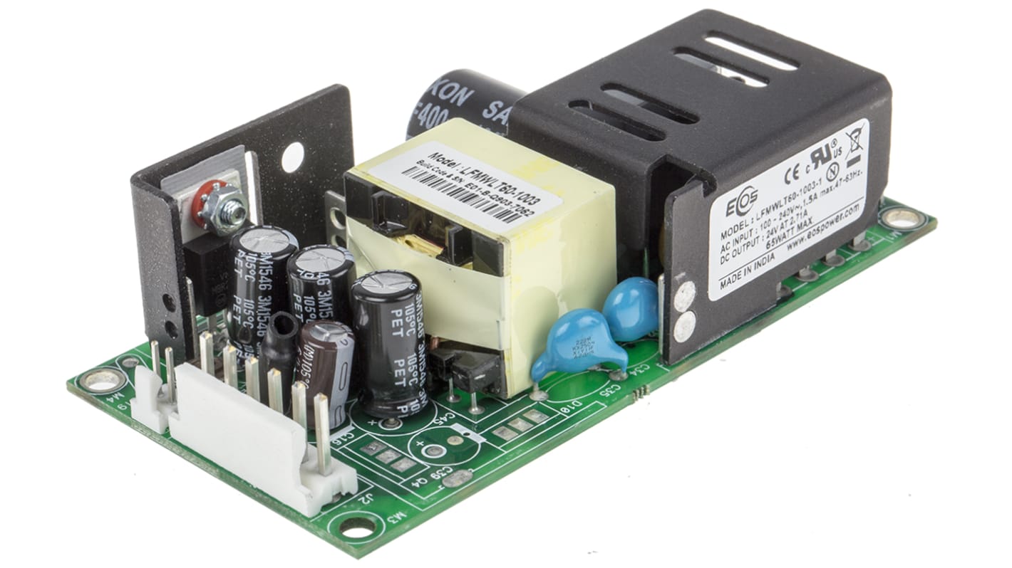 EOS Switching Power Supply, LFMWLT60-1003, 24V dc, 2.5A, 60W, 1 Output ...