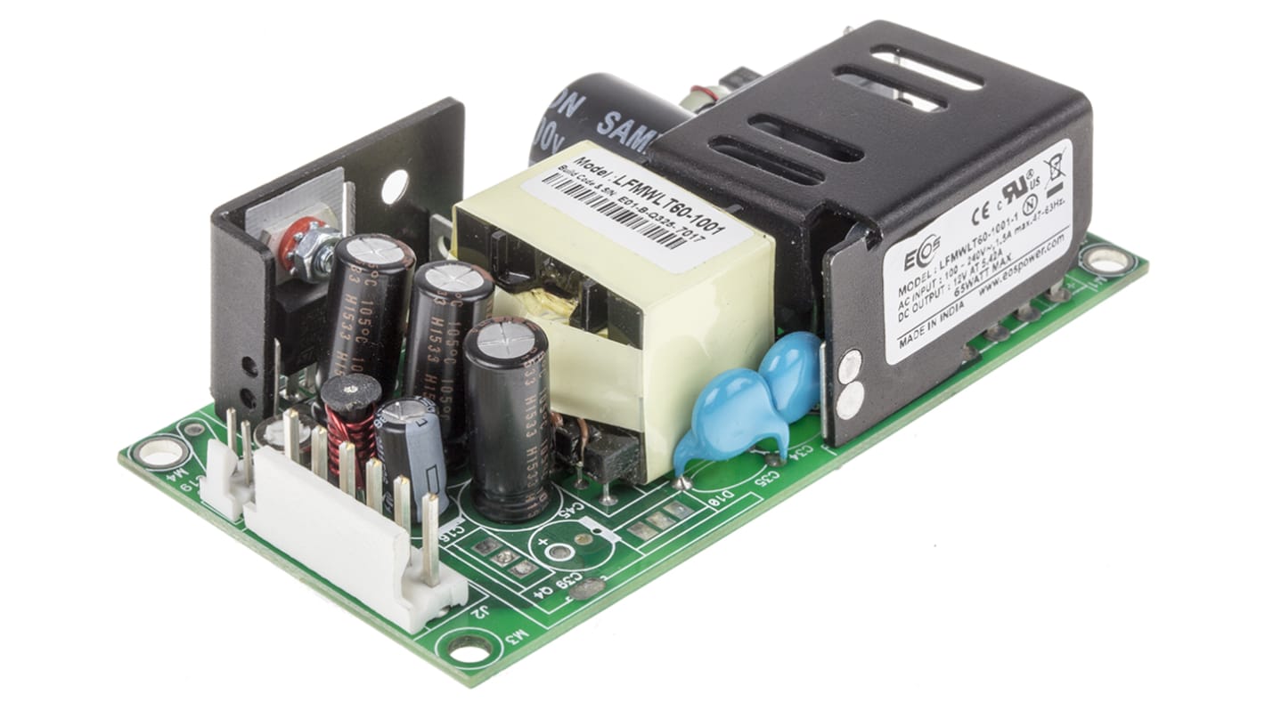 EOS Switching Power Supply, LFMWLT60-1001, 12V dc, 5A, 60W, 1 Output, 90 → 264V ac Input Voltage