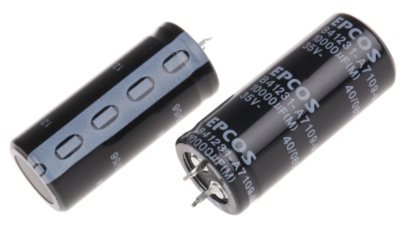 Epcos 10000μF Aluminium Electrolytic Capacitor 35V dc, Snap-In - B41231A7109M000