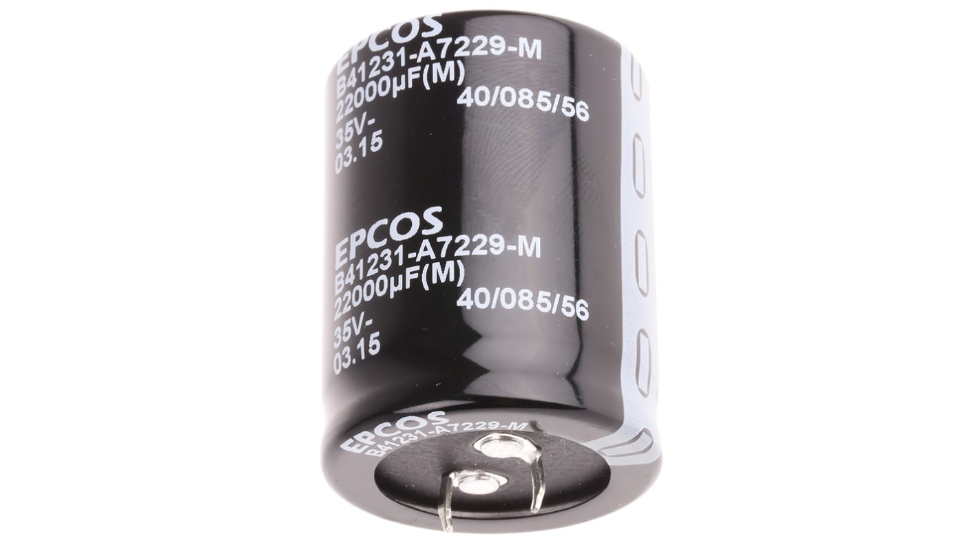 Epcos 22000μF Aluminium Electrolytic Capacitor 35V dc, Snap-In - B41231A7229M000