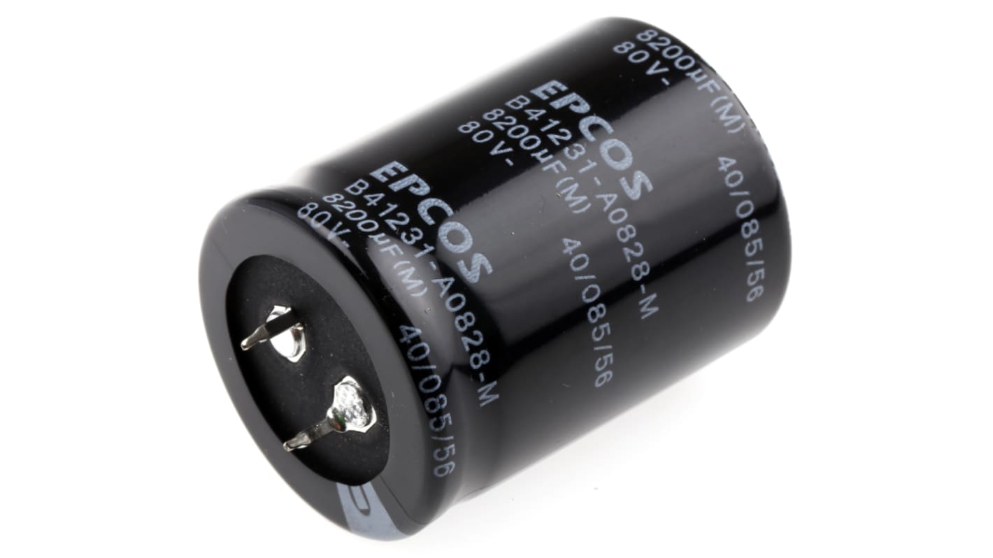 EPCOS 8200μF Aluminium Electrolytic Capacitor 80V dc, Snap-In - B41231A0828M000