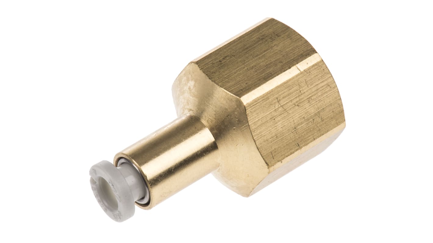 SMC KQ2 Series Straight Threaded Adaptor, Rc 1/4 Female to Push In 4 mm, Threaded-to-Tube Connection Style