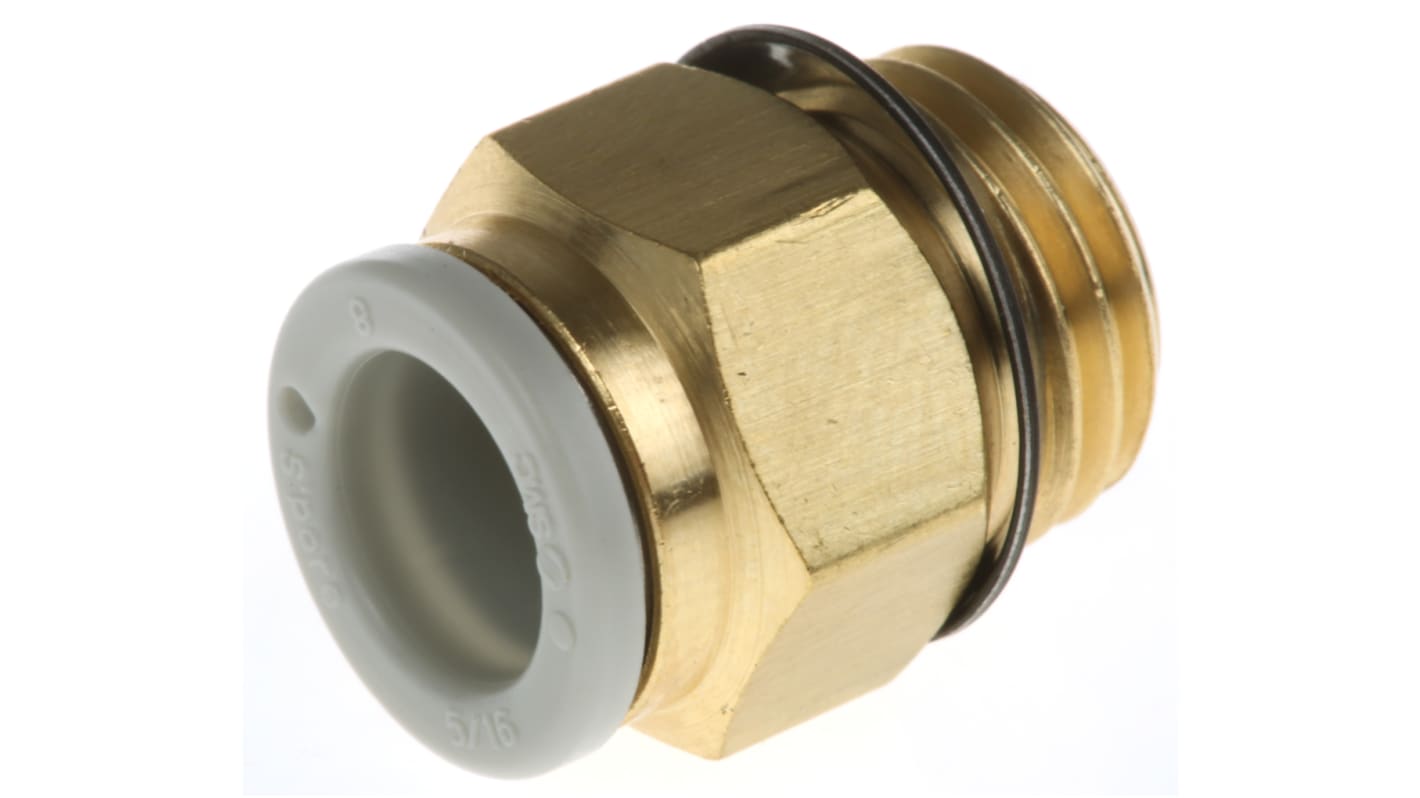 SMC KQ2 Series Straight Threaded Adaptor, Uni 1/4 Male to Push In 8 mm, Threaded-to-Tube Connection Style